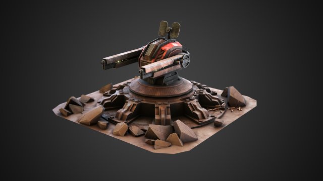 Sci-fi Anti-air turret 3D 模型 .c4d .max .obj .3ds .fbx .stl .blend 