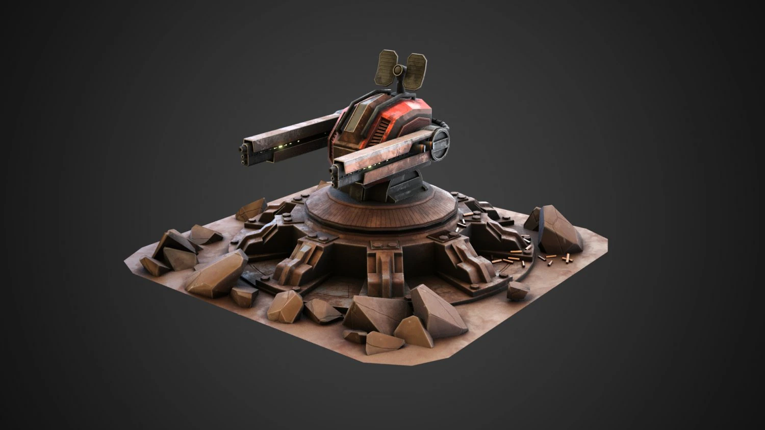Sci-fi Anti-air turret 3D Model .c4d .max .obj .3ds .fbx .stl .blend 