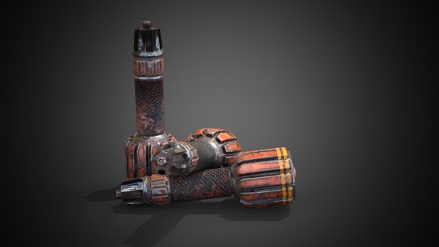 Sci-fi post-apocalyptic grenade 3D 模型 .c4d .max .obj .3ds .fbx .stl .blend 