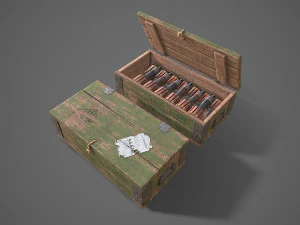 Sci-fi post apocalyptic crate of grenades 3D Model