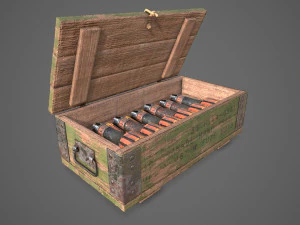 Sci-fi post apocalyptic crate of grenades 3D Model