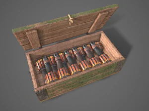 Sci-fi post apocalyptic crate of grenades 3D Model