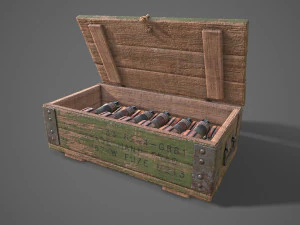 Sci-fi post apocalyptic crate of grenades 3D Model
