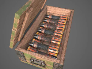 Sci-fi post apocalyptic crate of grenades 3D Model