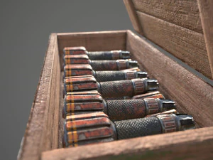 Sci-fi post apocalyptic crate of grenades 3D Model
