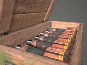 Sci-fi post apocalyptic crate of grenades Modelo 3D
