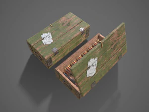 Sci-fi post apocalyptic crate of grenades 3D Model