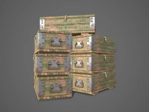 Sci-fi post apocalyptic crate of grenades 3D Model