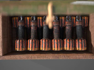 Sci-fi post apocalyptic crate of grenades 3D Model