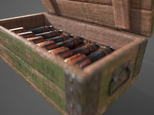 Sci-fi post apocalyptic crate of grenades 3D Model