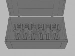 Sci-fi post apocalyptic crate of grenades 3D Model