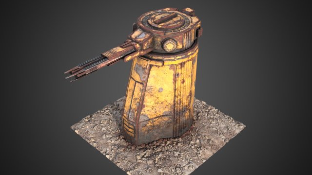 Sci-fi cannon turret of Saratoga class carrier 3D मॉडल .c4d .max .obj .3ds .fbx .stl .blend 