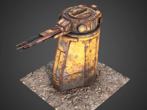 Sci-fi cannon turret of Saratoga class carrier 3D Model