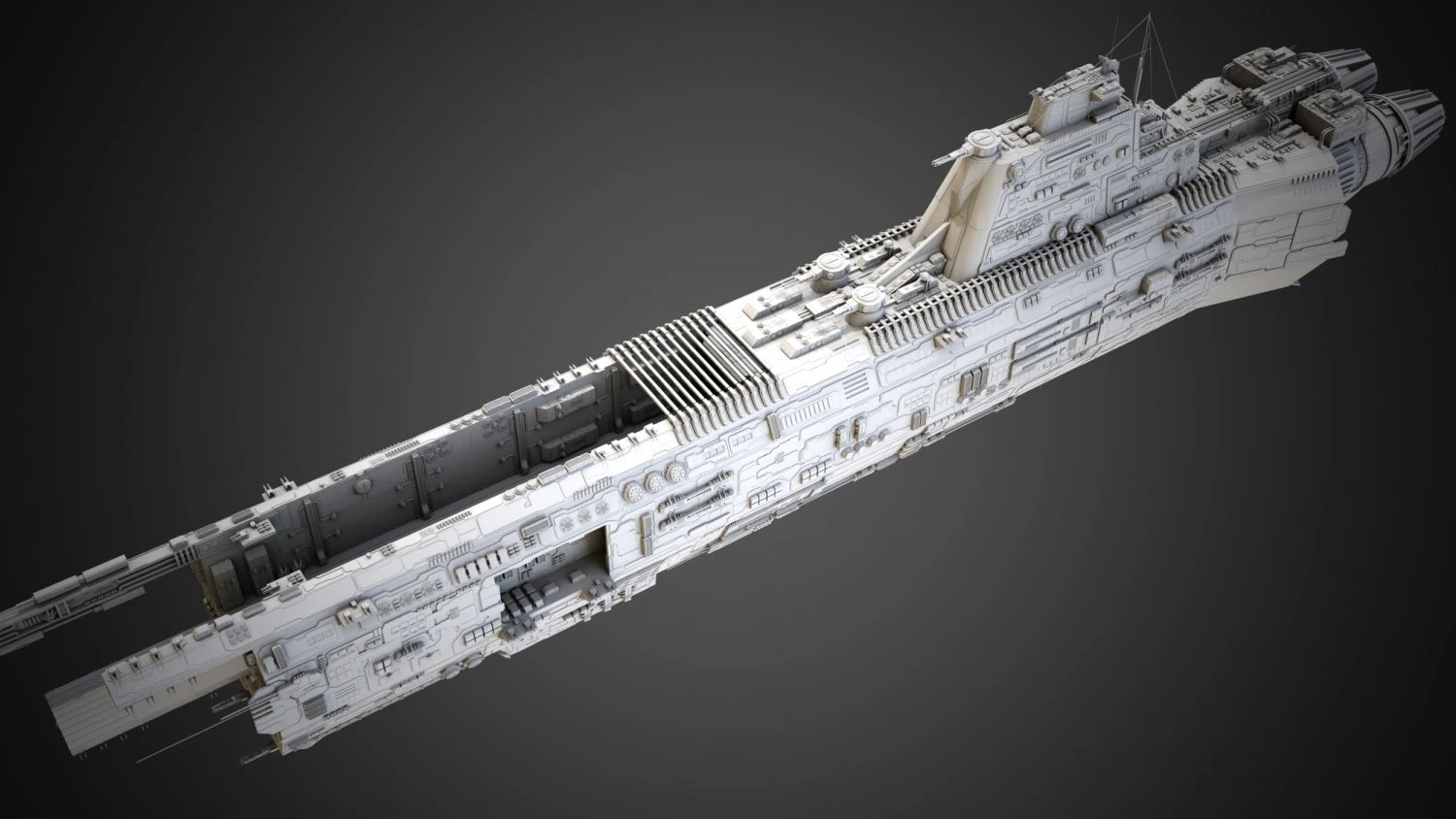 Sci-fi Saratoga class carrier 3D Model .c4d .max .obj .3ds .fbx .stl .blend 