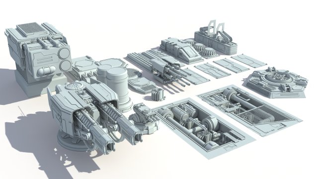 scifi details and greeble Model 3D .c4d .max .obj .3ds .fbx .stl .blend 