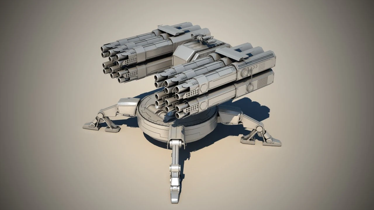spider auto turret 3D Model .c4d .max .obj .3ds .fbx .stl .blend 