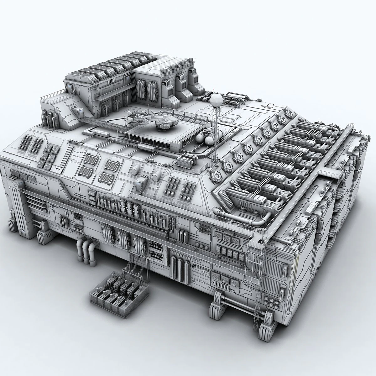 scifi factory 3D Model .c4d .max .obj .3ds .fbx .stl .blend 