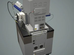 microsc&oacute;pio eletr&ocirc;nico Modelo 3D