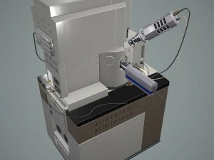 microsc&oacute;pio eletr&ocirc;nico Modelo 3D