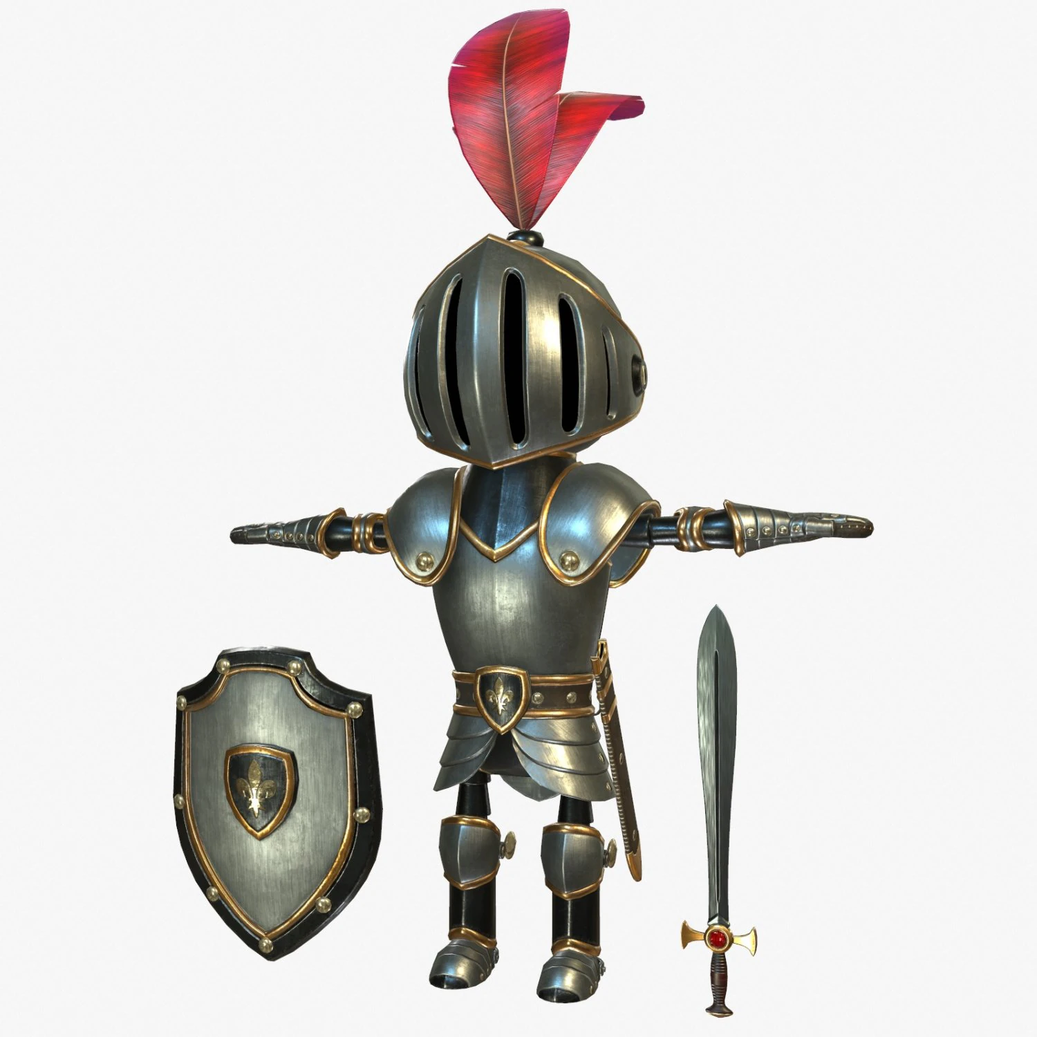 cartoon knight 3D Model .c4d .max .obj .3ds .fbx .stl .blend