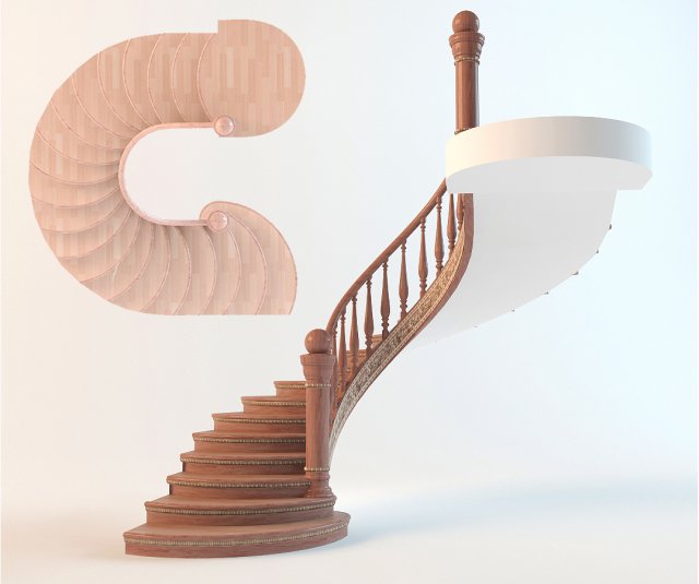 classic spiral stair 3D Model in Hall 3DExport