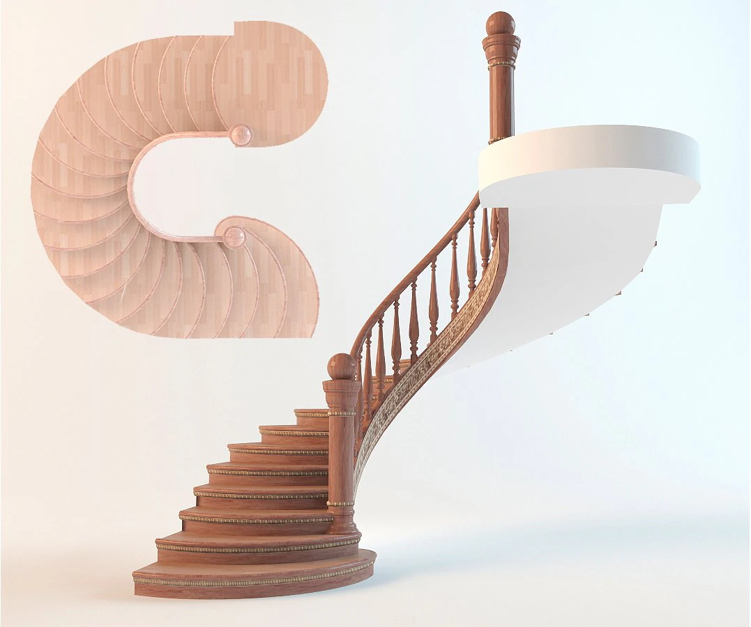classic spiral stair 3D Model .c4d .max .obj .3ds .fbx .stl .blend