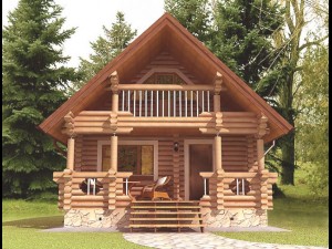 log house 6400 x 8000mm Modello 3D