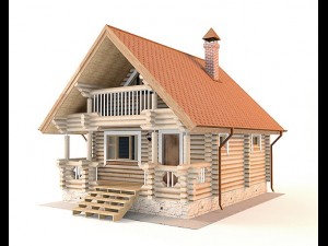 log house 6400 x 8000mm 3D 模型
