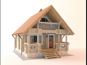 log house 6400 x 8000mm 3D 模型