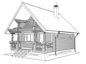 log house 6400 x 8000mm 3D 模型