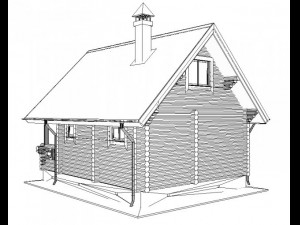 log house 6400 x 8000mm 3D 模型