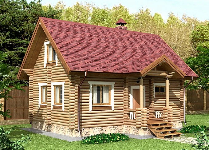 log house 5600 x 8200mm 3D Model .c4d .max .obj .3ds .fbx .stl .blend 