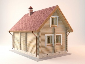 log house 5600 x 8200mm 3D Model