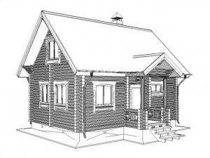 log house 5600 x 8200mm 3D Model