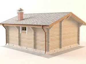 log house 6600 x 7800mm 3D Model