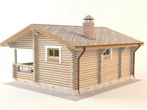 log house 6600 x 7800mm 3D Model