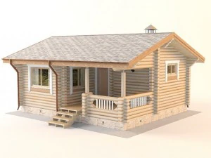 log house 6600 x 7800mm 3D Model