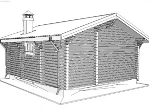 log house 6600 x 7800mm 3D Model