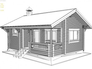 log house 5600 x 7600mm 3Dモデル