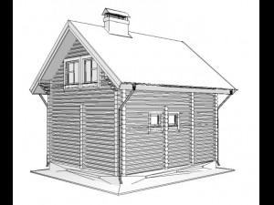 log house 5700 x 7000m Modello 3D