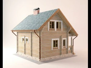 log house 5700 x 7000m 3D Model