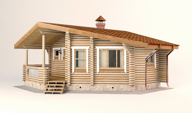log house 7600 x 7600mm Modello 3D .c4d .max .obj .3ds .fbx .stl .blend 