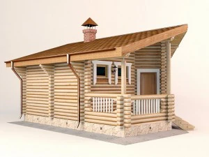 log house 7600 x 7600mm 3D Model
