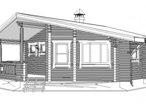 log house 7600 x 7600mm Modello 3D