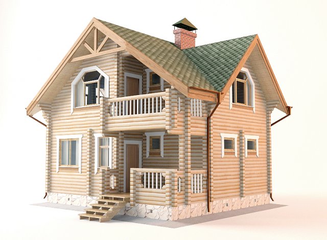 log house 8800 x 6800m 3D 模型 .c4d .max .obj .3ds .fbx .stl .blend 