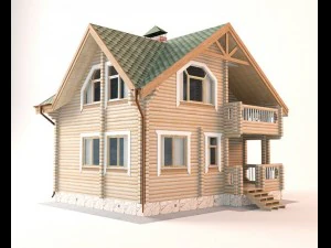 log house 8800 x 6800m 3D Model