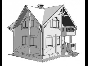 log house 8800 x 6800m 3D 模型