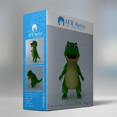 cartoon crocodile agil 3D 模型 .c4d .max .obj .3ds .fbx .stl .blend 