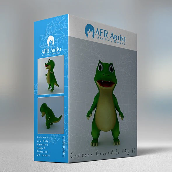 cartoon crocodile agil 3D Model .c4d .max .obj .3ds .fbx .stl .blend 