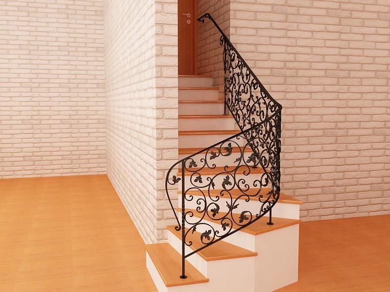 schmiedeeisernes Gel&auml;nder 3D Modell .c4d .max .obj .3ds .fbx .stl .blend 